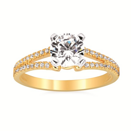 Forever Elegant® 1/6 Ctw. Diamond Semi Mount with 1 Ct. Round Center Diamond in 14K Gold