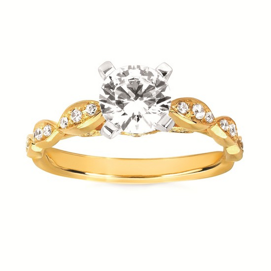 Forever Elegant® 1/5 Ctw. Diamond Semi Mount with 1 Ct. Round Center Diamond in 14K Gold