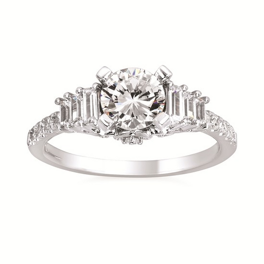 Forever Elegant® 3/8 Ctw. Diamond Semi Mount with 1 Ct. Round Center in 14K Gold