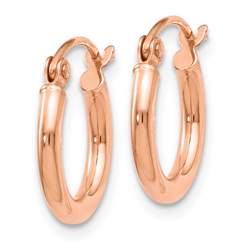 Elegant 14K Rose Gold 2mm Polished Hoop Earrings
