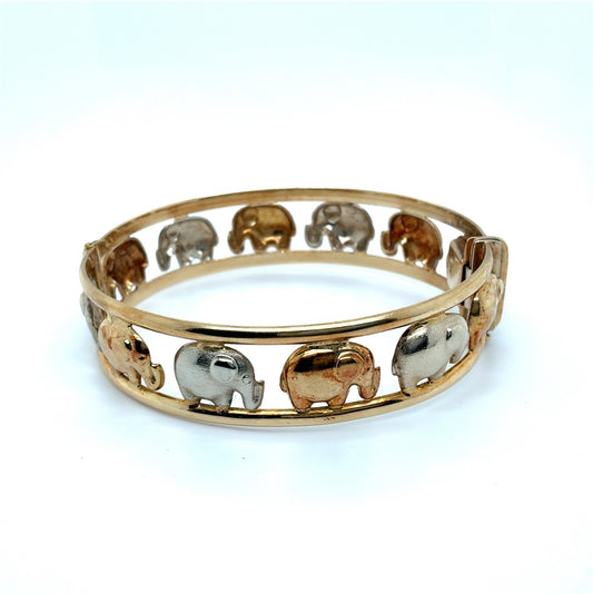 Two-Tone 14K Gold Estate Bracelet with Elephant Design – 22.21g