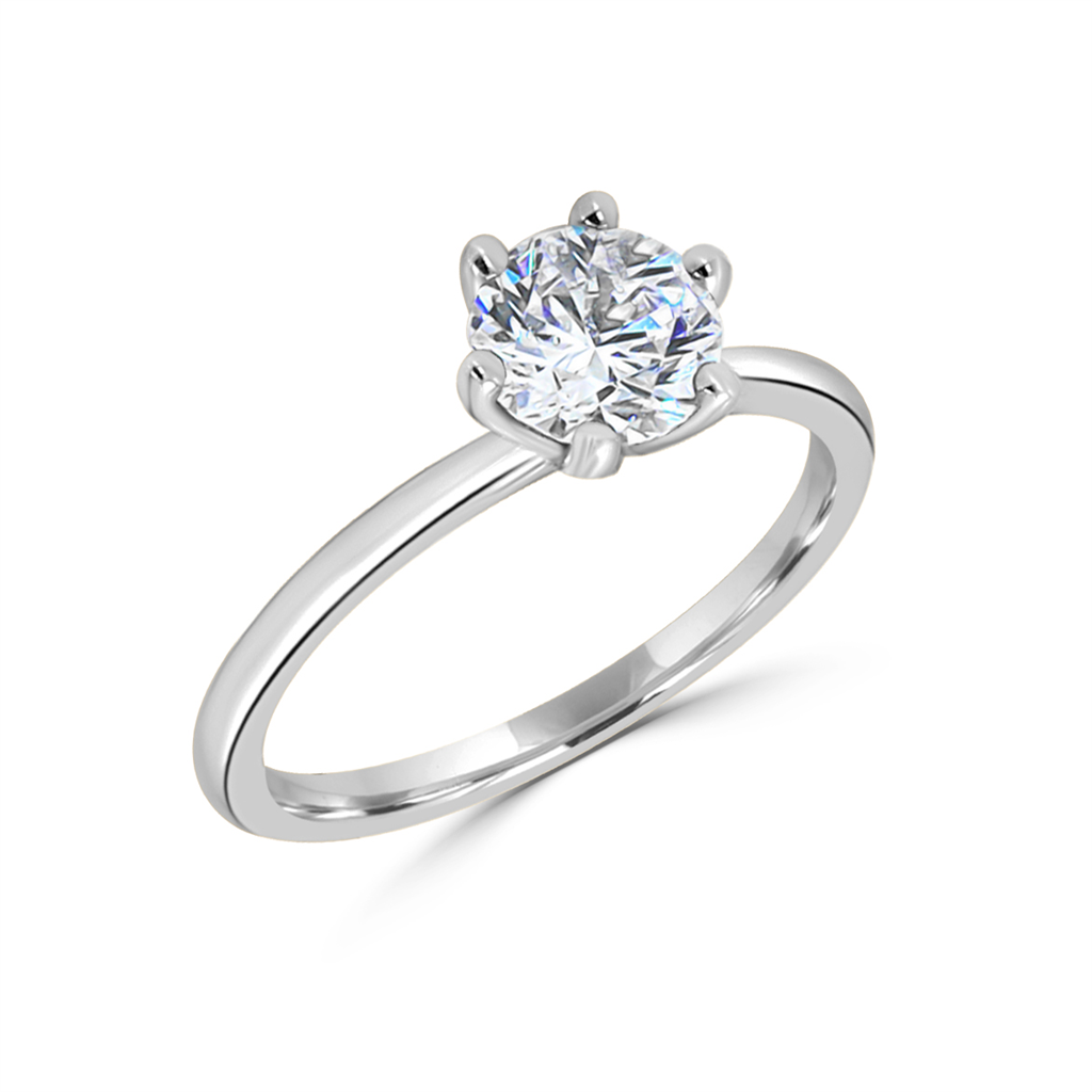 Ornate 6 Prong Head Solitaire Semi-Mount Engagement Ring