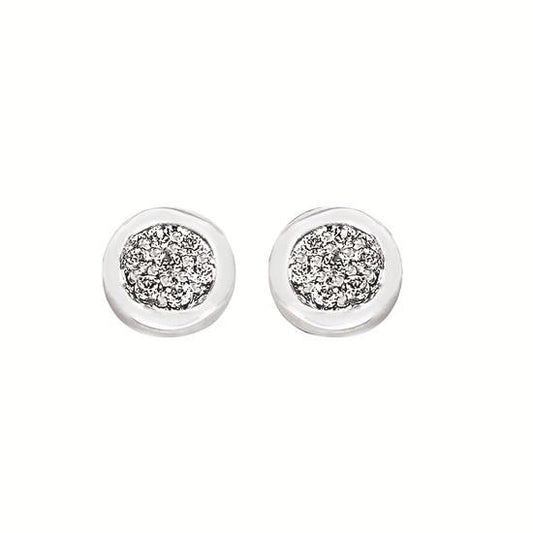 Sterling Silver .08CTW Bezel-Set Diamond Cluster Stud Earrings