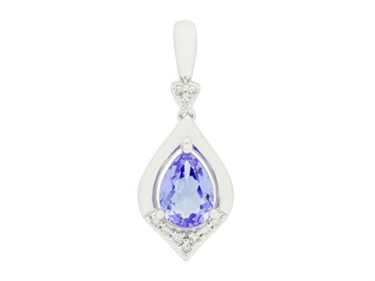 14K White Gold Tanzanite with Diamond Accent Pendant