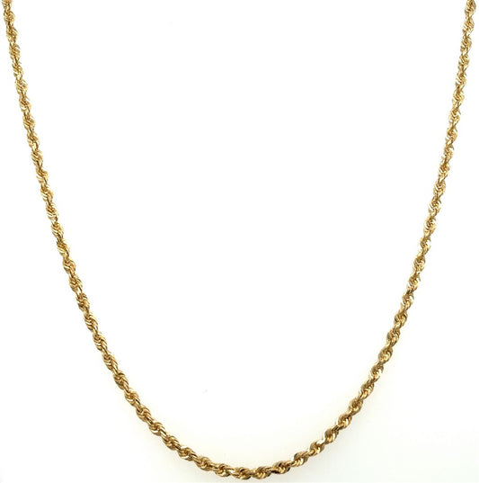 14K Yellow Gold Rope Chain 16" 4.54g with Safety Clasp