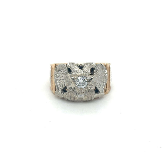 Symbolic Craftsmanship: 14K Yellow Gold Men's Masonic Ring