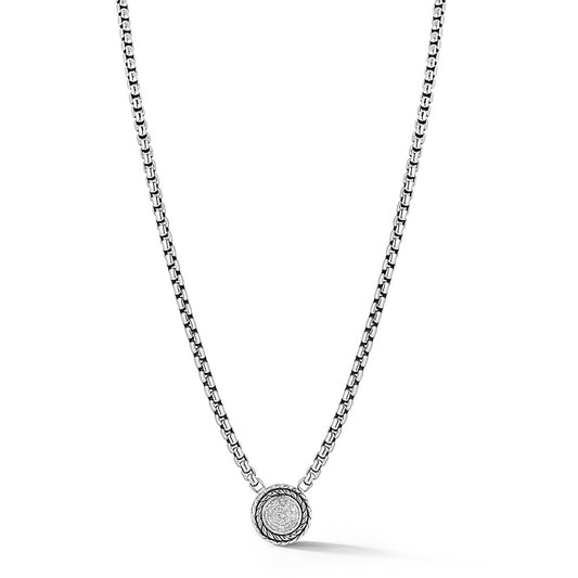 JAI Sterling Silver Diamond Hammered Disk 3.7mm Bo | Silver Necklaces