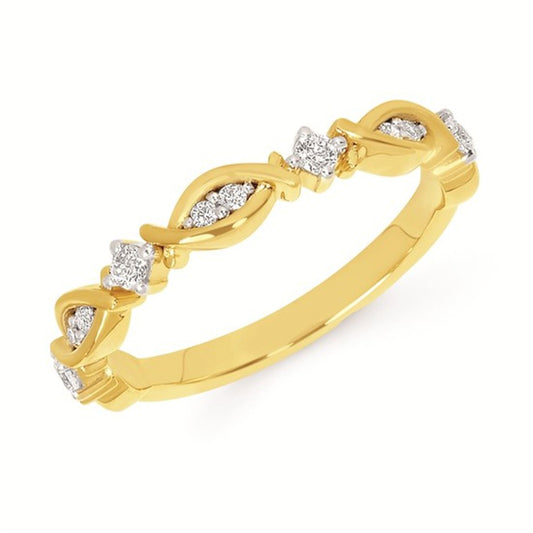 14K Yellow Gold .17CTW Diamond Wedding Band with 10 RBC Diamonds
