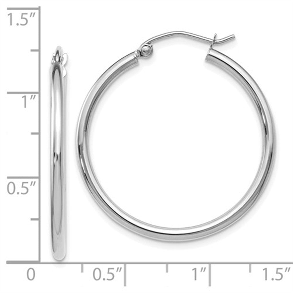 Classic 14K White Gold Polished Hoop Earrings