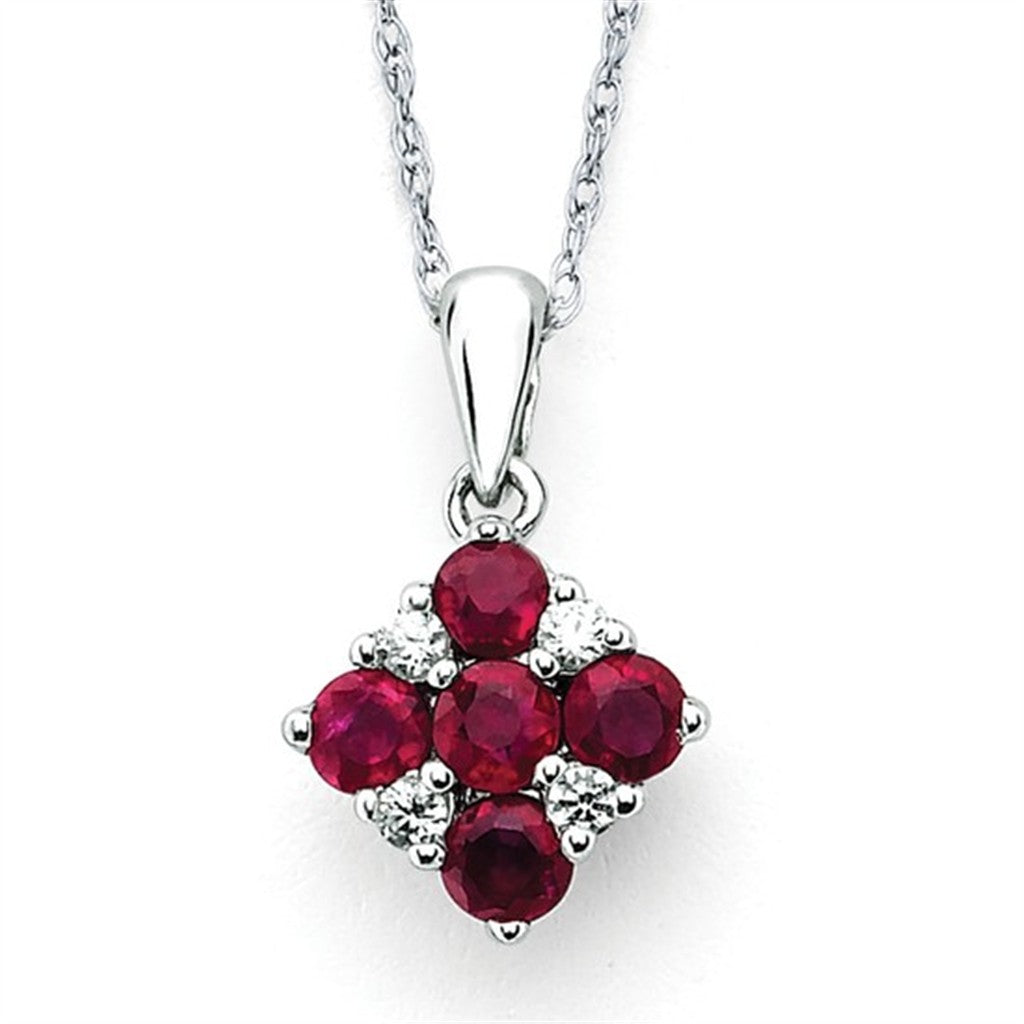 14K White Gold Ruby & Diamond Pendant – .55CTW