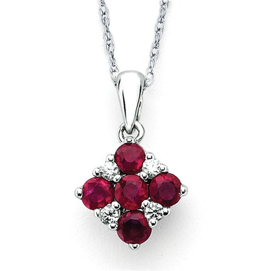 14K White Gold Ruby & Diamond Pendant – .55CTW