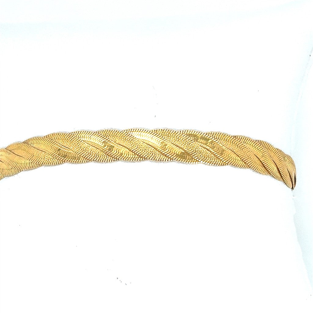 14K Yellow Gold Braided Herringbone Bracelet – 7"