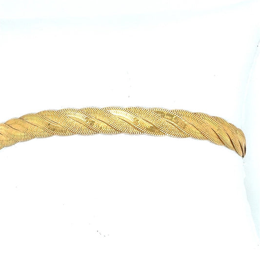 14K Yellow Gold Braided Herringbone Bracelet – 7"