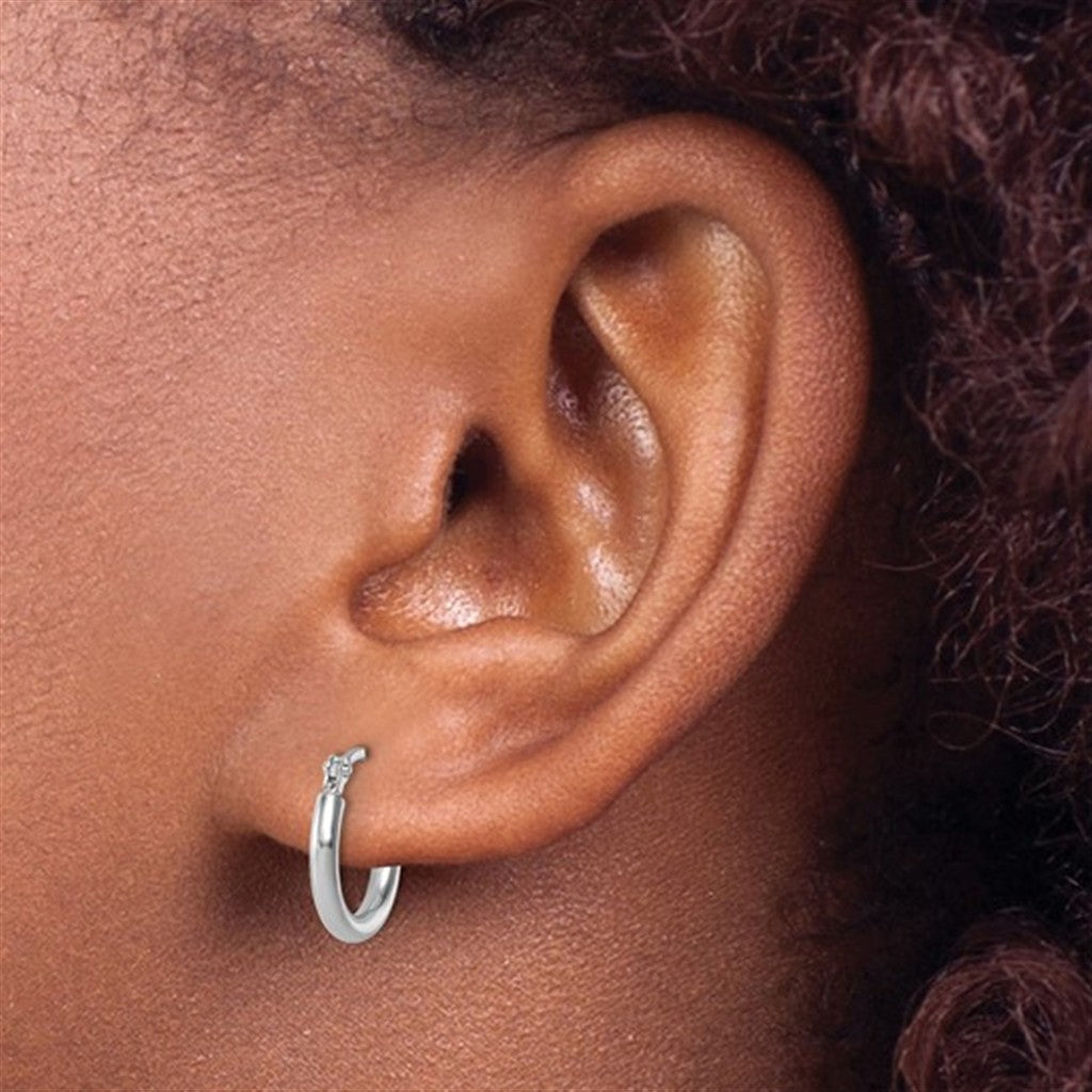 Classic 14K White Gold Polished Hoop Earrings