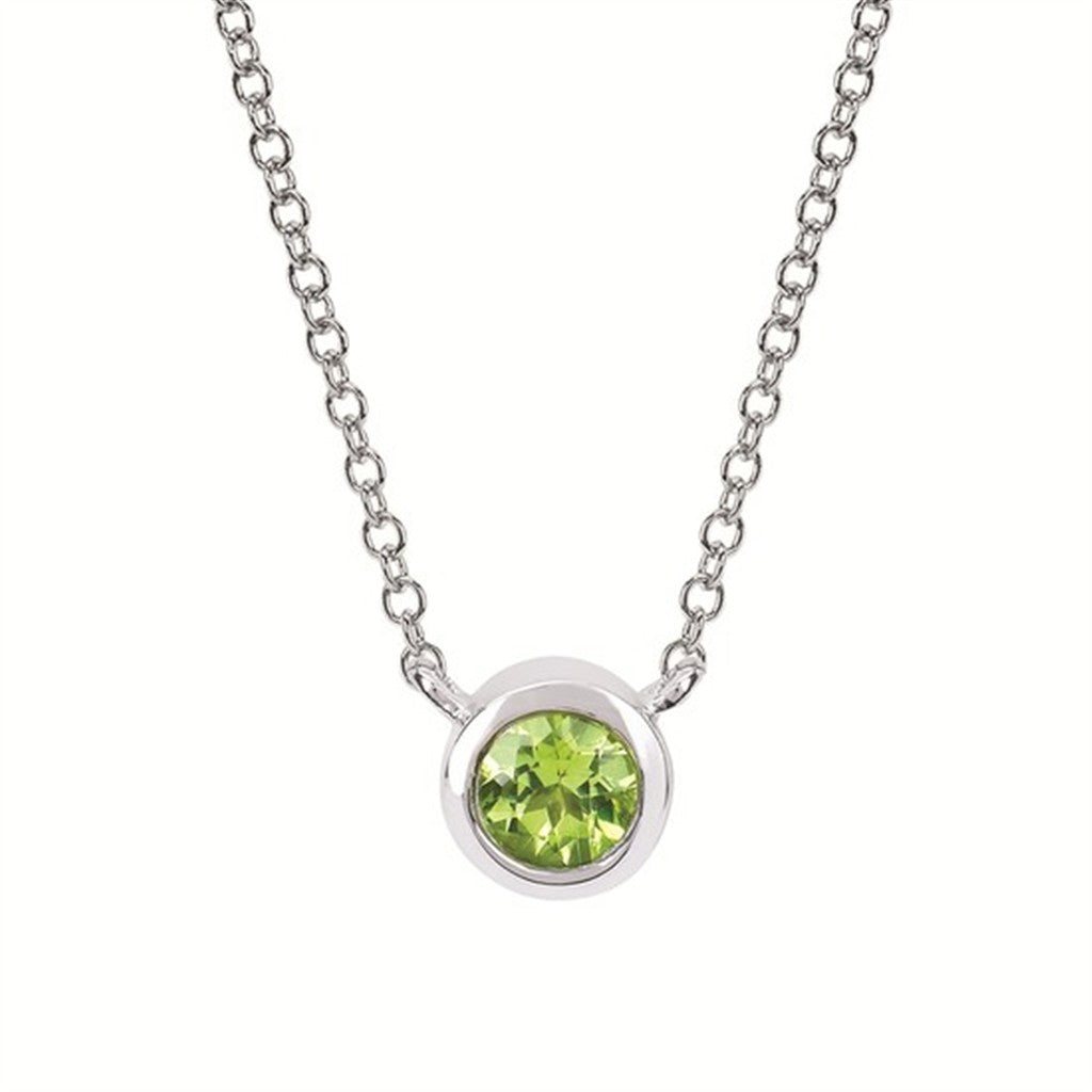 Parker Jewelers - Peridot Bezel Birthstone Pendant with 18" Chain