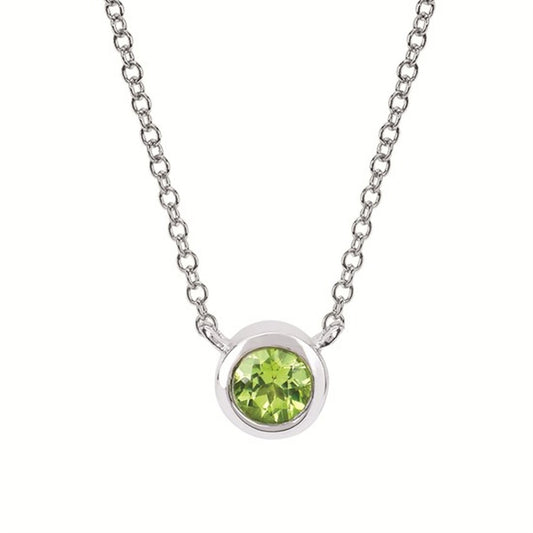 Parker Jewelers - Peridot Bezel Birthstone Pendant with 18" Chain