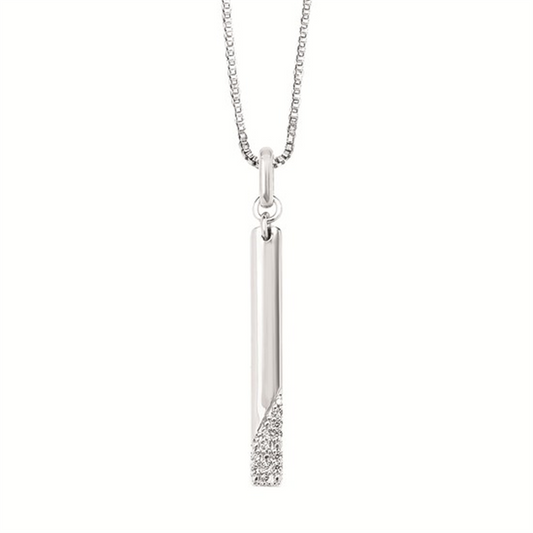 .05 Ctw Diamond Drop Pendant in Sterling Silver with 18" Box Chain (Adjustable to 16") and Lobster Claw Clasp | Parker Jewelers