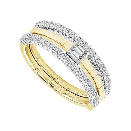 14K Two-Tone Diamond Flexie Ring – 44 Round & Baguette Diamonds