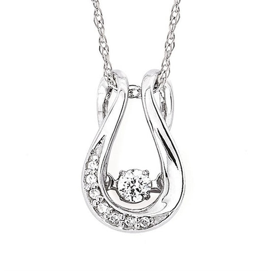 SS Shimmering Diamond Horseshoe Pendant – .10CTW, 8 Round Diamonds, 18" Rope Chain