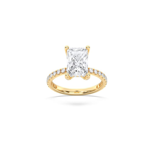 Radiant-Cut Lab-Grown Diamond Engagement Ring – 14K Yellow Gold