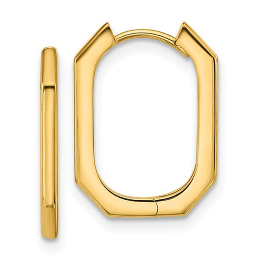 14K Yellow Gold Octagon Hinged Hoop Earrings
