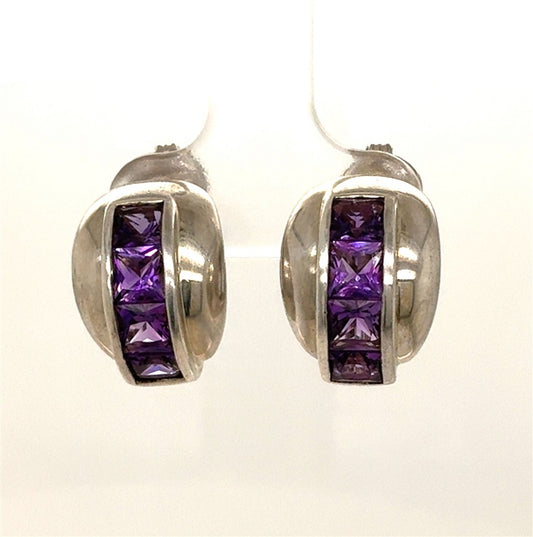 Sterling Silver Earrings with Purple Stones