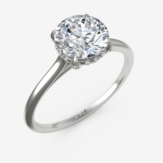 High Polish Cathedral Semi with Outward Facing Halo Engagement Ring Semi-Mount