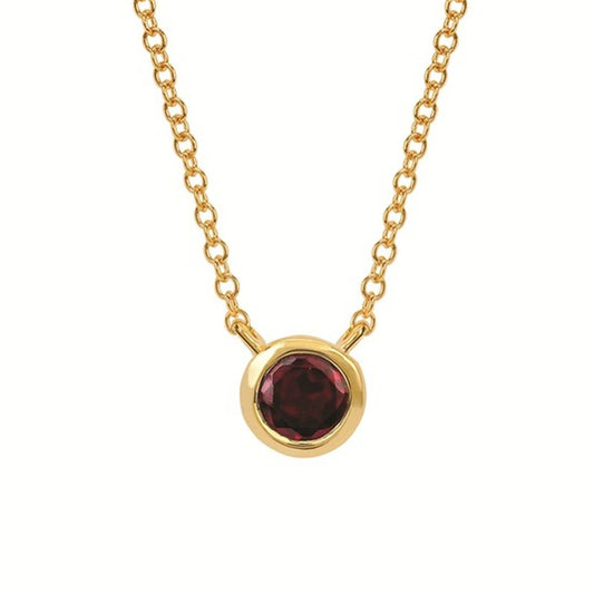 Garnet Bezel Birthstone Pendant with 18" Chain