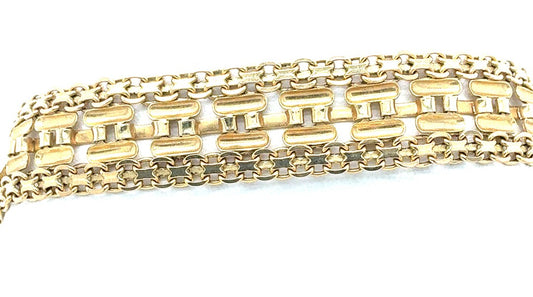 10K Yellow Gold Woven Wide Bracelet with Magnetic & Safety Clasp