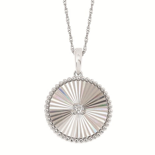 14KWG .04CTW Diamond Laser Cut Disc Pendant