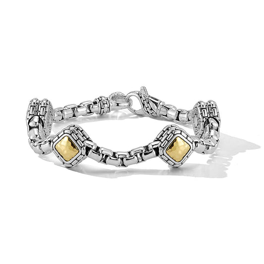 JAI Sterling Silver & 14K Gold 5.3mm Box Chain & S | Silver Bracelets