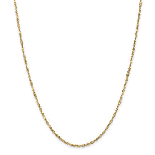 Dazzling 14K Yellow Gold Sparkle Singapore Chain