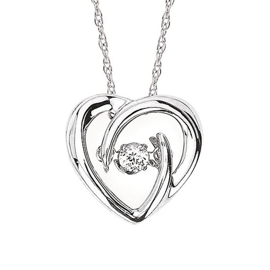 SS .05CT Shimmering Diamond Heart Necklace