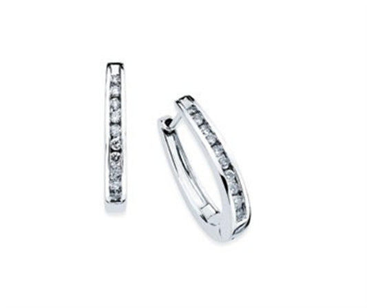 1/3 Ctw. Channel Set Diamond Horseshoe Hoop Earrings in 14K Gold
