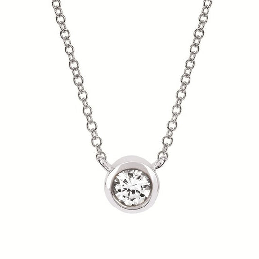 Created White Sapphire Bezel Birthstone Pendant with 18" Chain