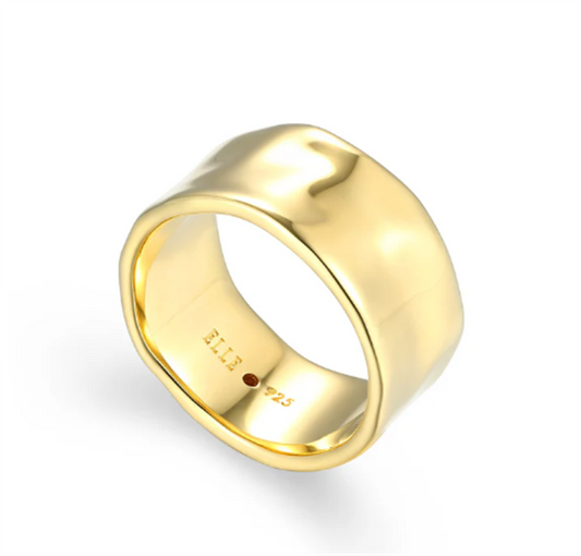ELLE Celeste Modern Ring – 14K Yellow Gold-Plated Sterling Silver, Size 6