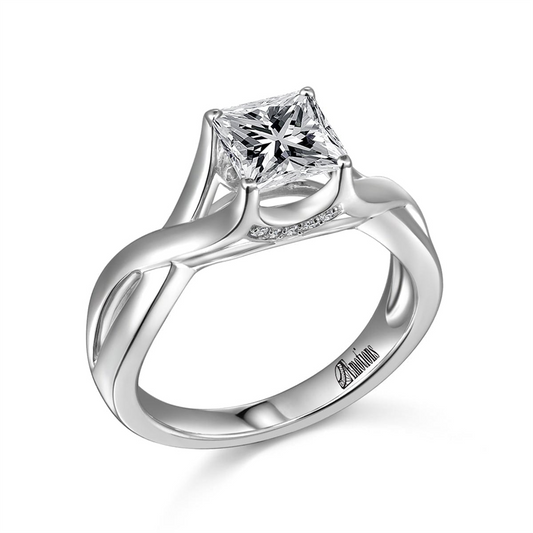 Delicate Solitaire Ring Semi-Mount with .05Cts Diamonds