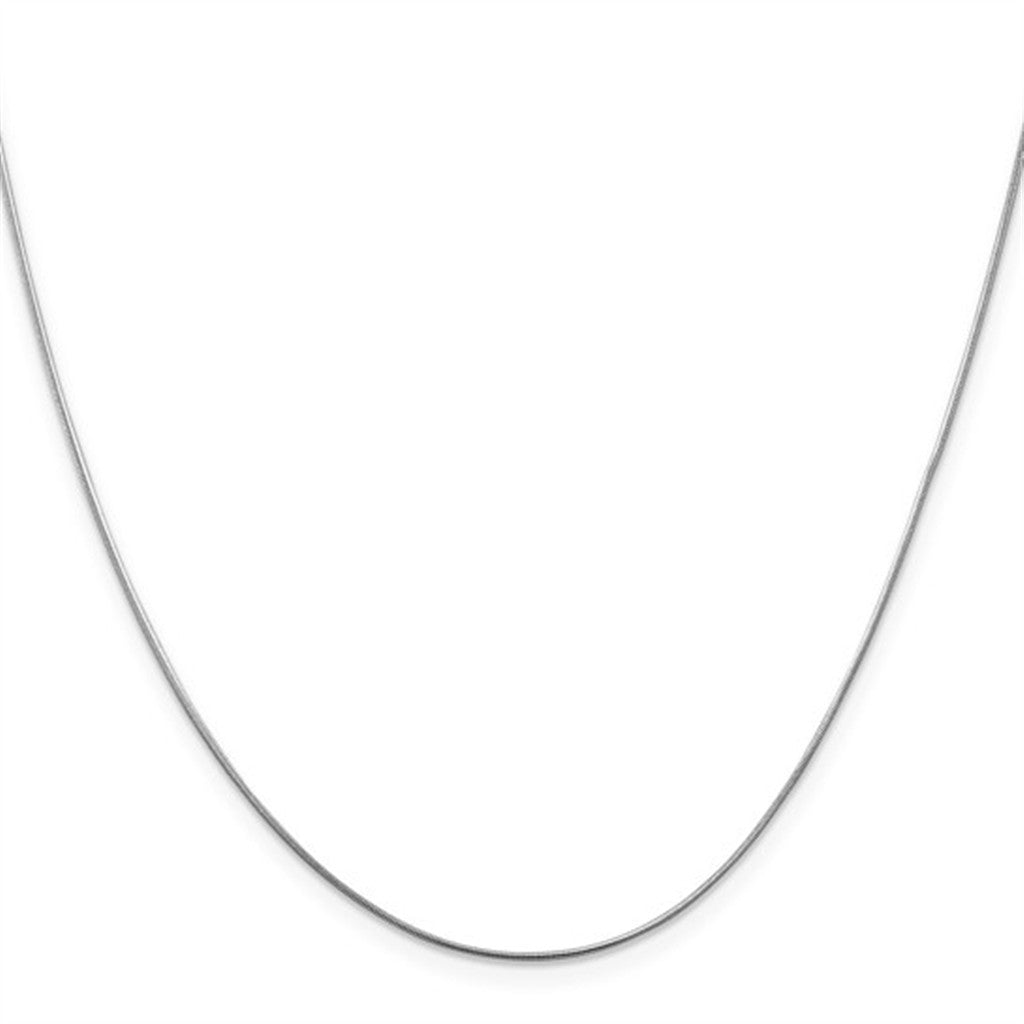 14K White Gold .8MM Round Snake Chain – 18" Lobster Clasp