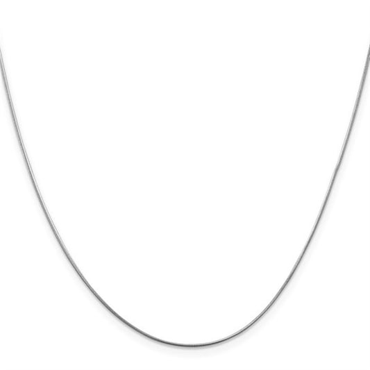 14K White Gold .8MM Round Snake Chain – 18" Lobster Clasp