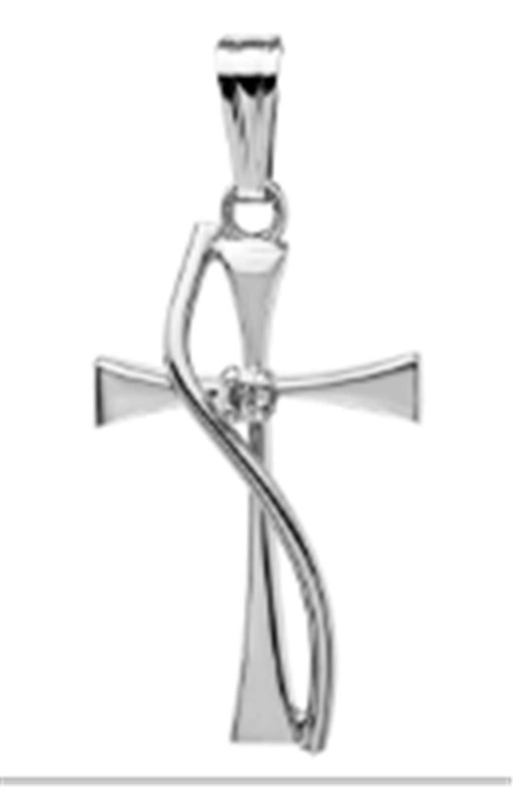 Adult Sterling Silver Cross with Diamond