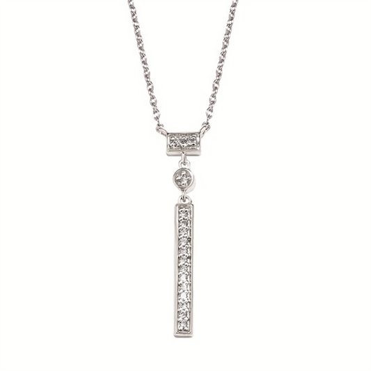 .07 Ctw Diamond Drop Necklace in Sterling Silver with 20" Cable Chain