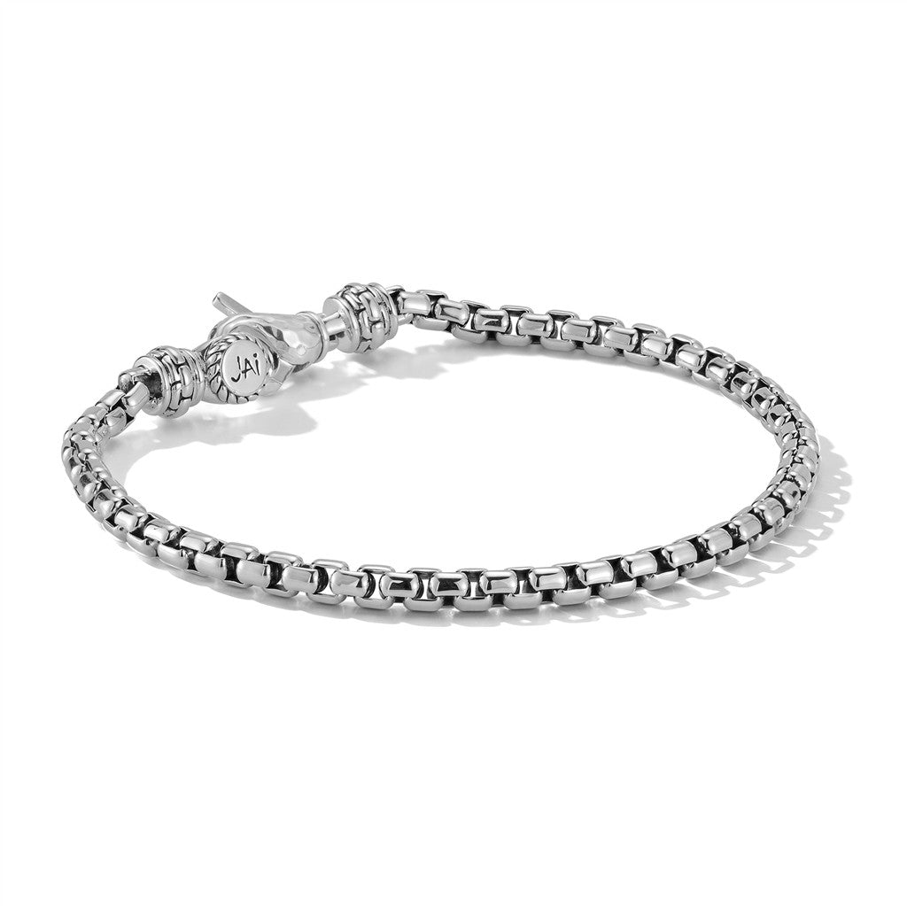 JAI Sterling Silver 3.7mm Box Chain Bracelet, Size | Silver Bracelets