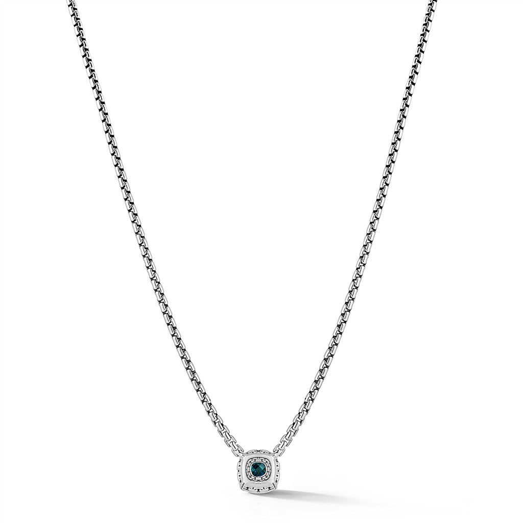 JAI Sterling Silver Gemstone & Diamond 3.7mm Box C | Silver Necklaces