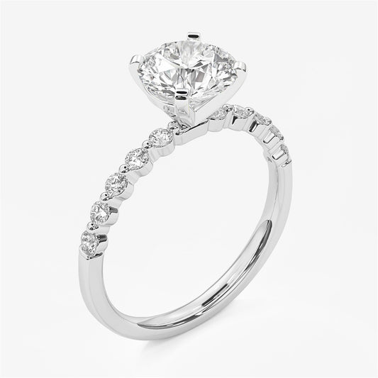 Half-Way Single Shared Prong Peg Head Engagement Ring Semi-Mount