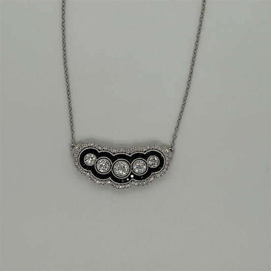 14KWG Diamond & Sapphire Necklace