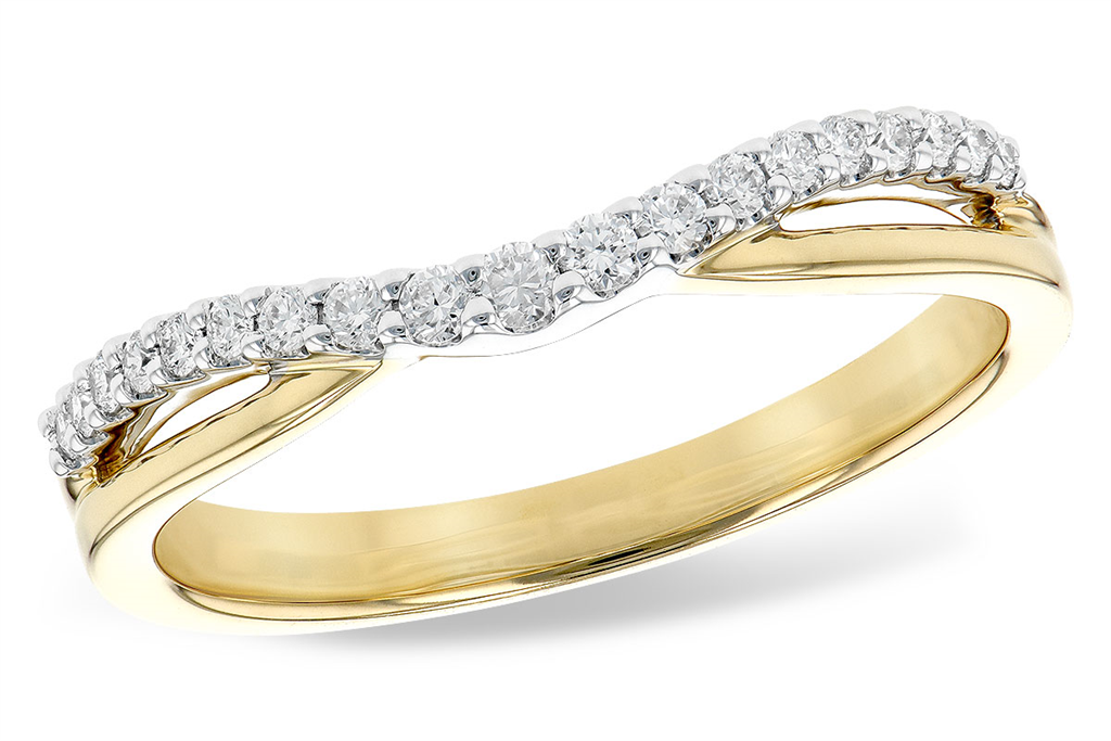 14K Two-Tone .17CTW Diamond Curved Double Band Ring