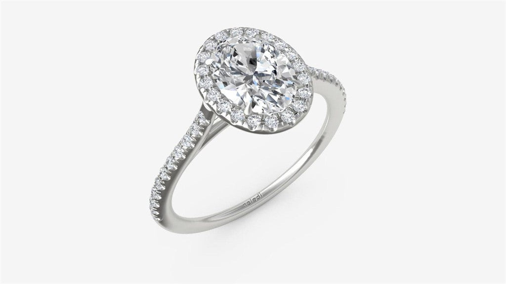 Basic Delicate Halo with Diamond Shank Engagement Ring Semi-Mount