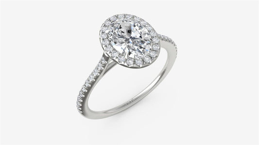 Basic Delicate Halo with Diamond Shank Engagement Ring Semi-Mount