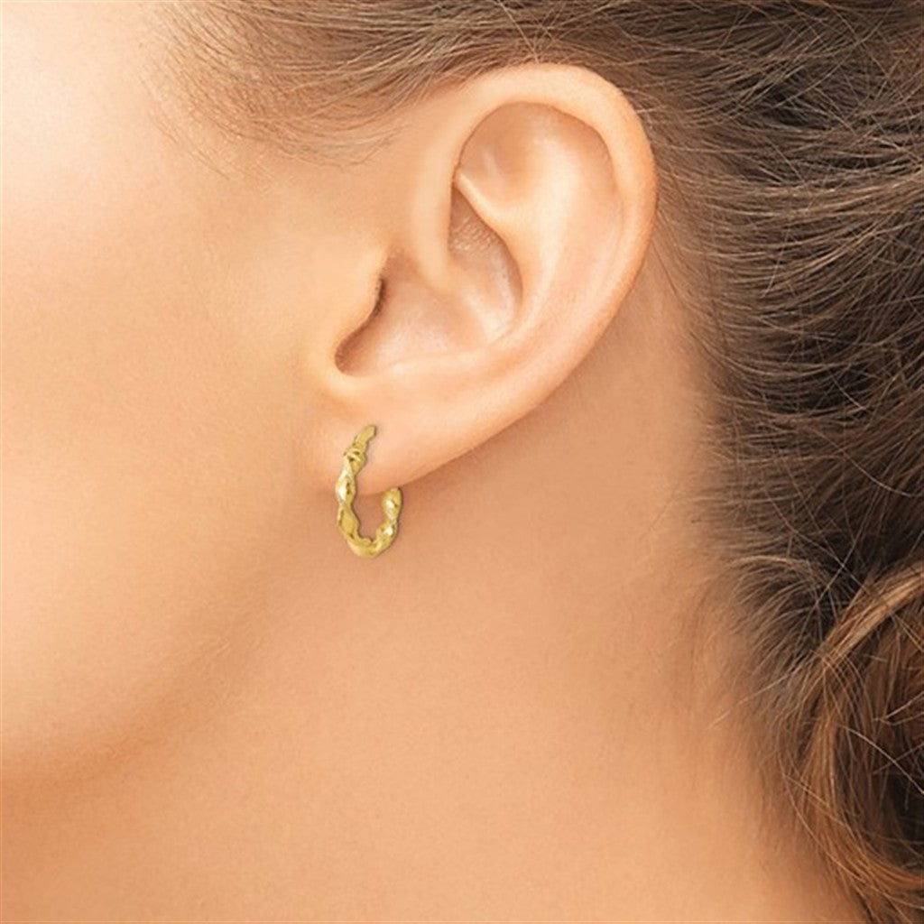 Elegant 14K Yellow Gold Twisted Hoop Earrings