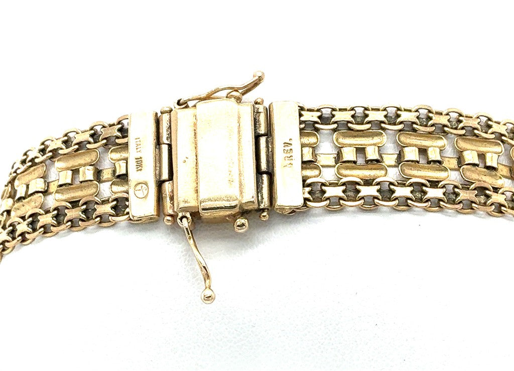 10K Yellow Gold Woven Wide Bracelet with Magnetic & Safety Clasp